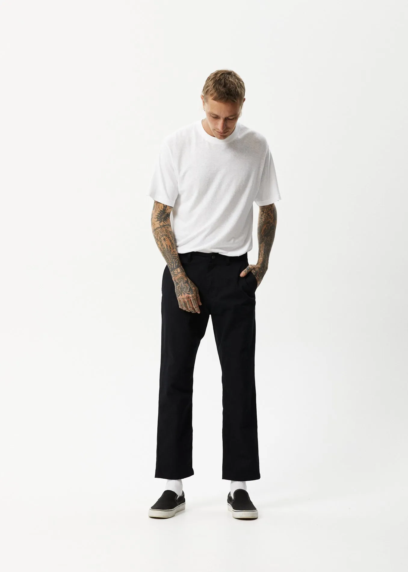 AFENDS Mens Ninety Twos - Recycled Chino Pant - Black