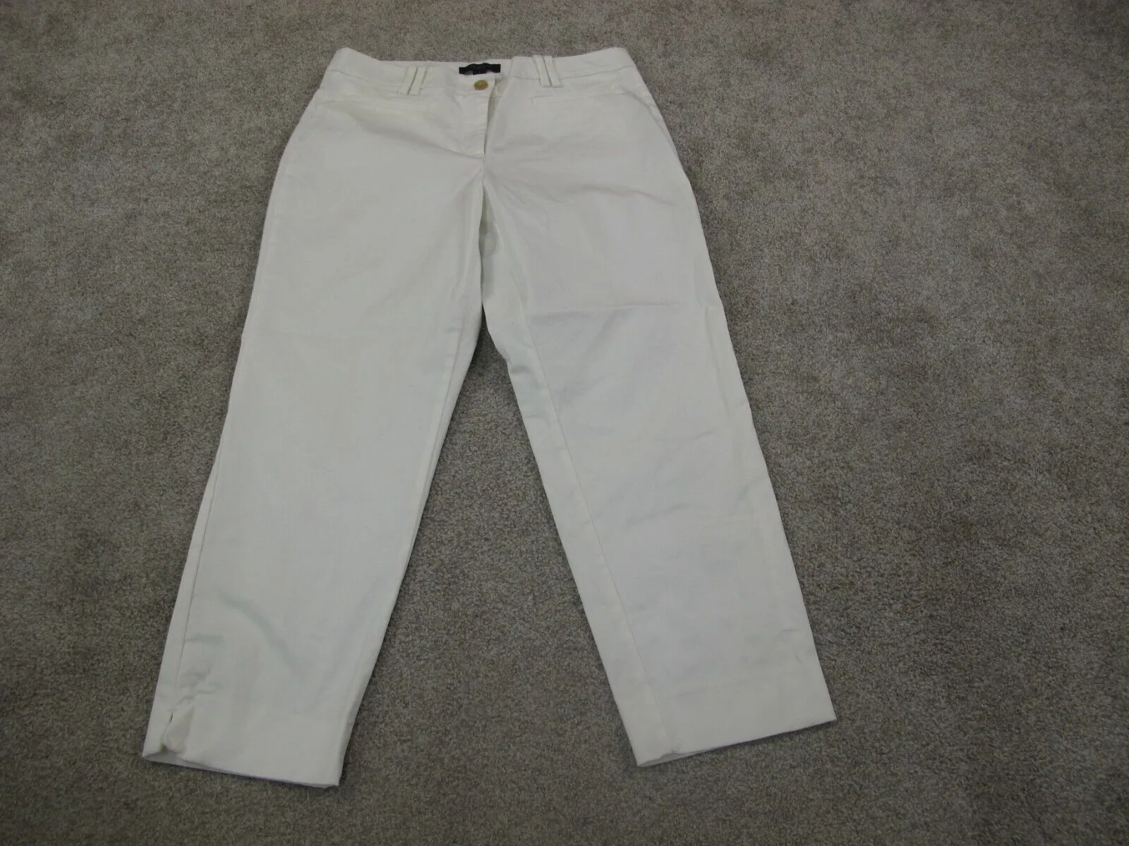 Ann Taylor Women Chino Pant Straight Leg Mid Rise Curvy Fit Pocket White Size 6