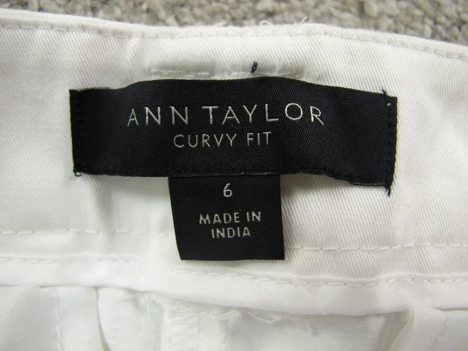 Ann Taylor Women Chino Pant Straight Leg Mid Rise Curvy Fit Pocket White Size 6