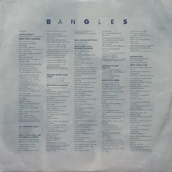 Bangles - Different Light (LP, Album, Car) (VG )