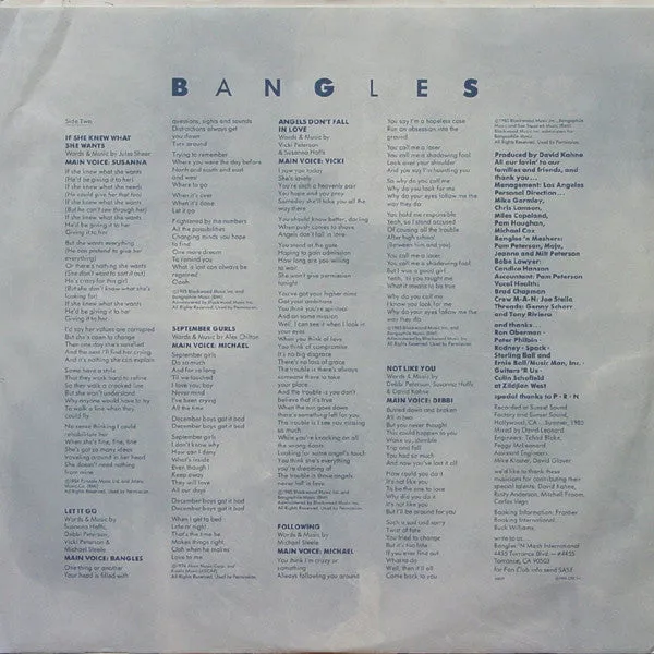 Bangles - Different Light (LP, Album, Car) (VG )