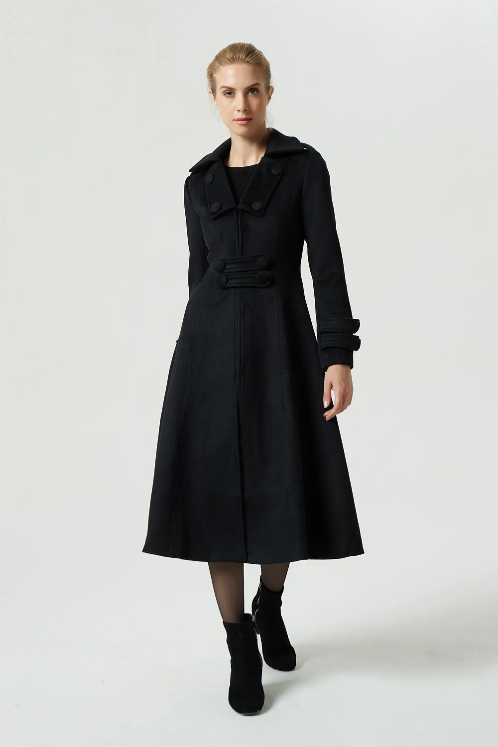 black midi vintage wool coat 1982#