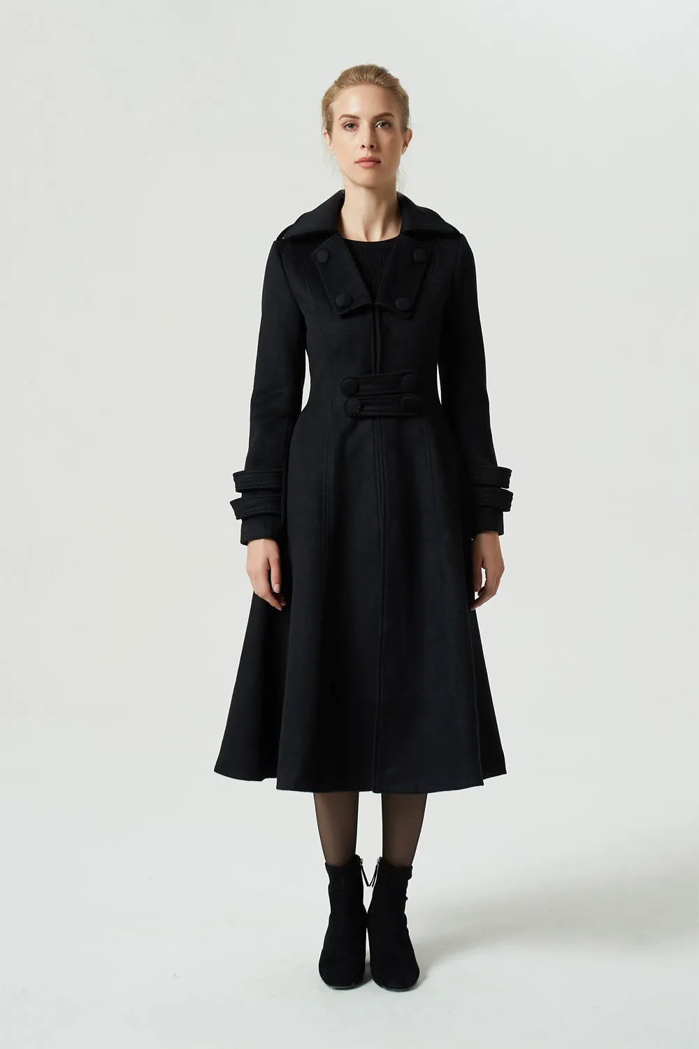 black midi vintage wool coat 1982#