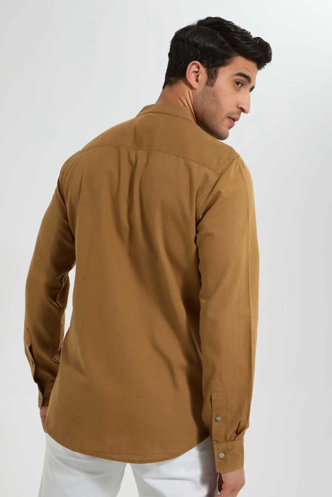 Brown Mandarin Shirt