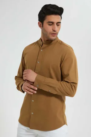 Brown Mandarin Shirt