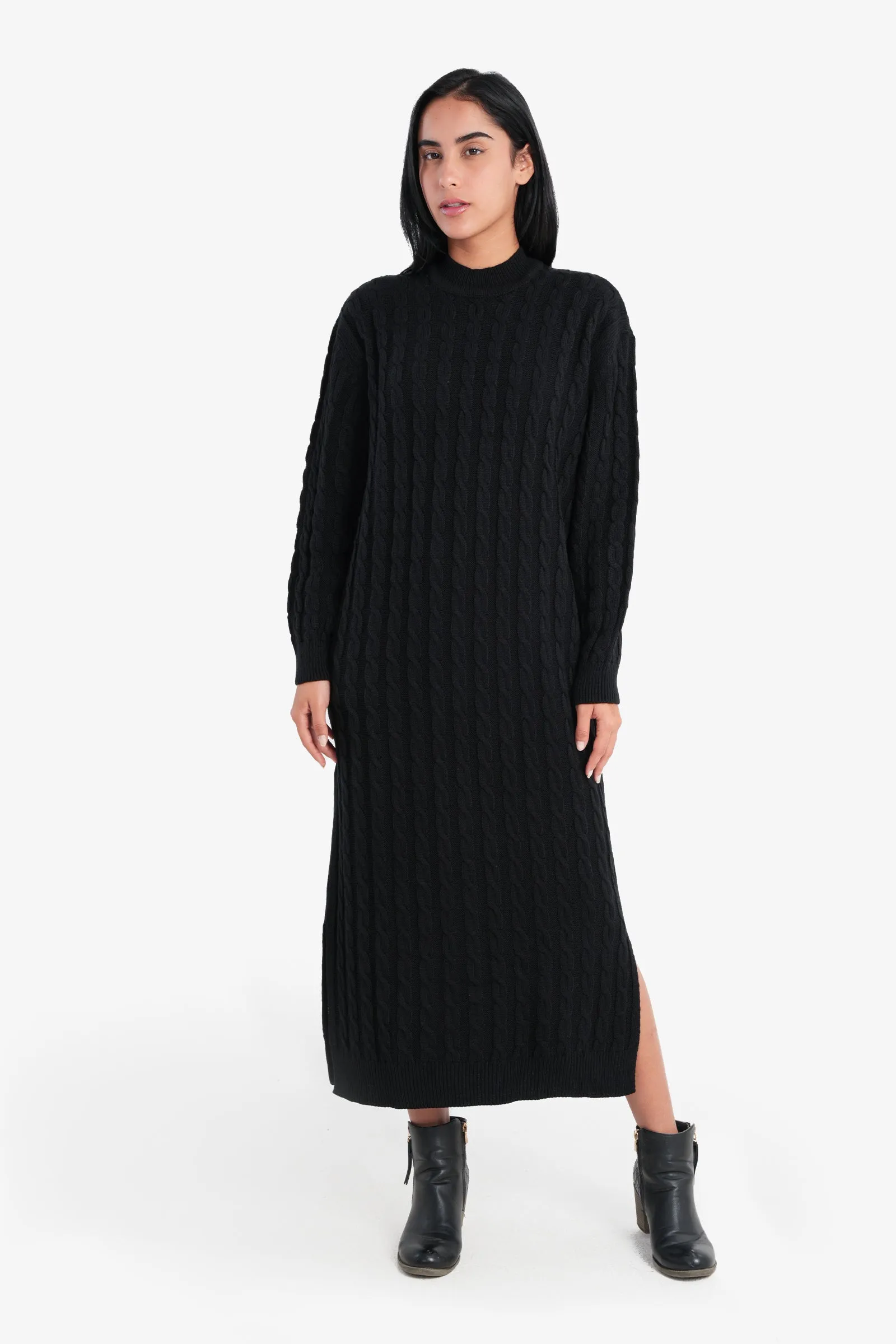 Cable Knitted Midi Dress