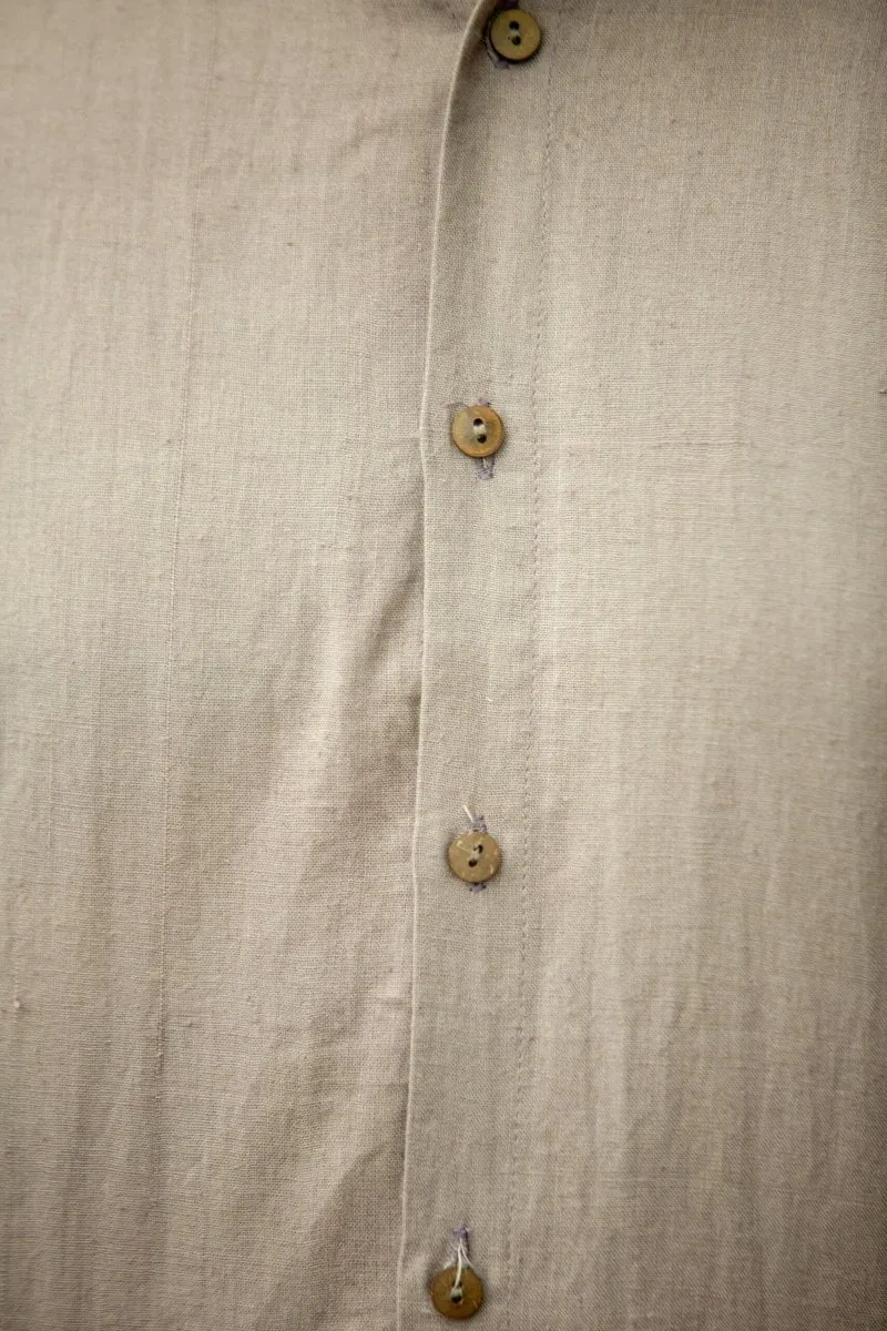 Chocolate Mandarin Collar Khadi Shirt