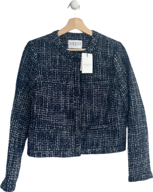 Claudie Pierlot Navy Blue Tweed Button-Up Jacket Size UK 12