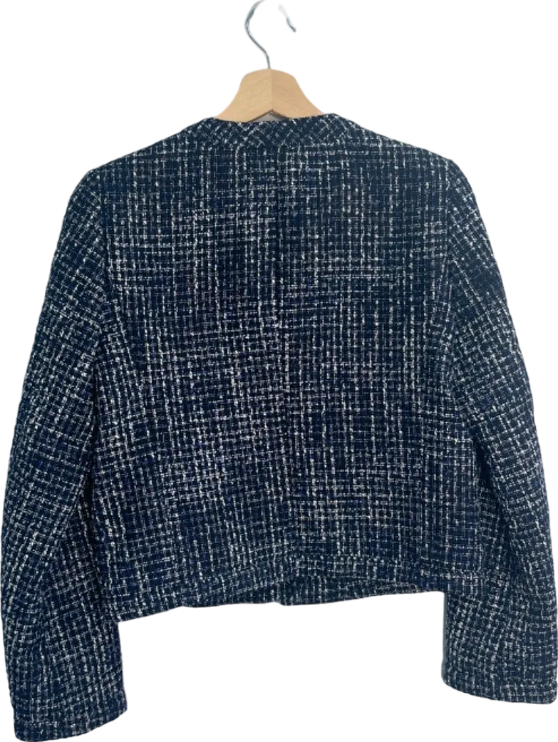 Claudie Pierlot Navy Blue Tweed Button-Up Jacket Size UK 12