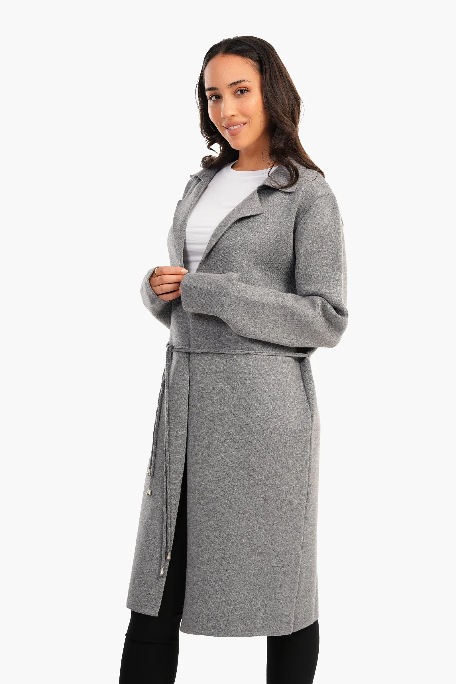 Coat with Thin Belt