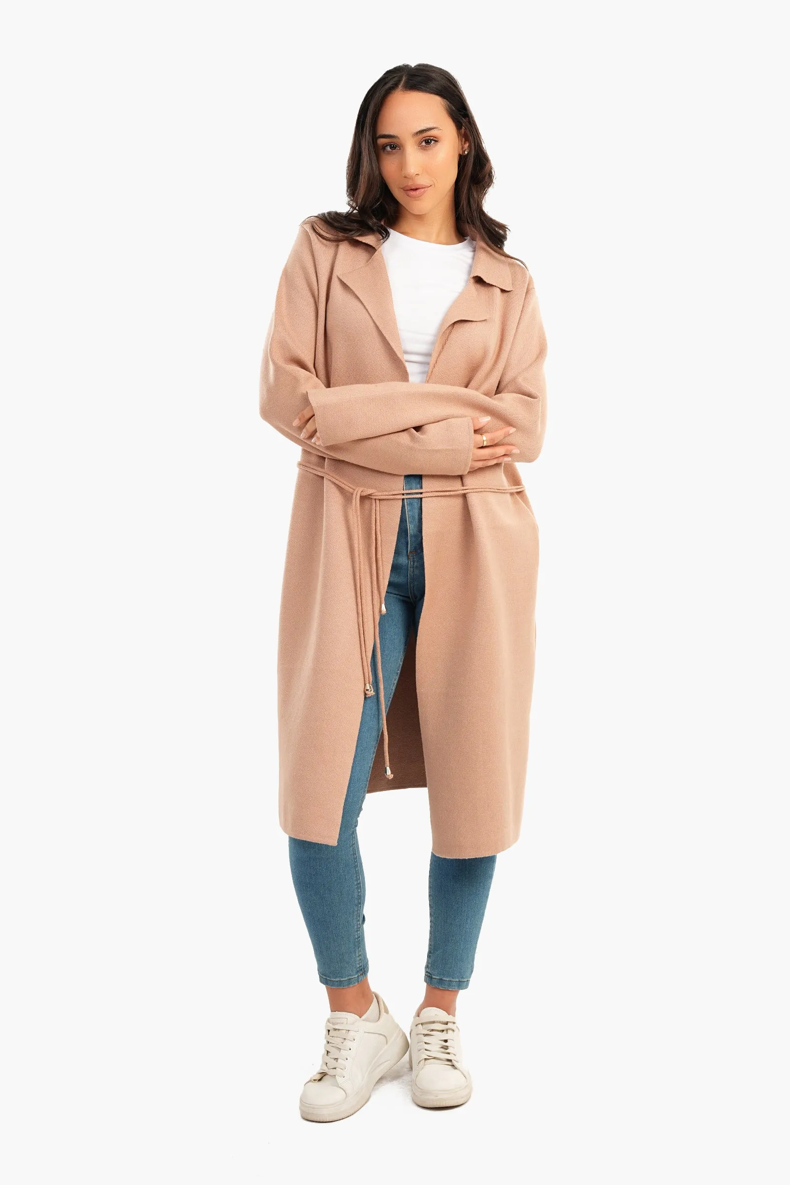 Coat with Thin Belt