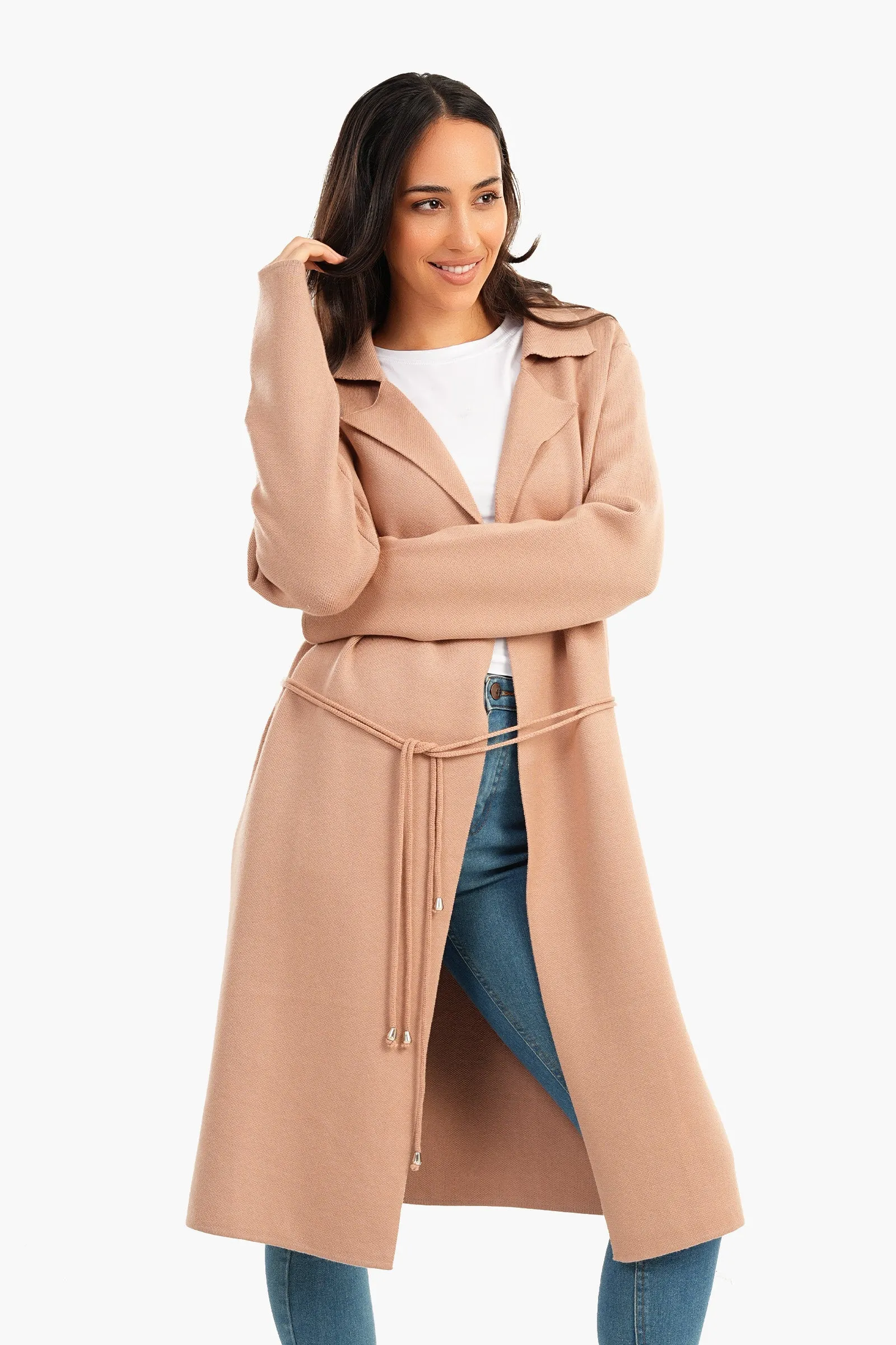 Coat with Thin Belt