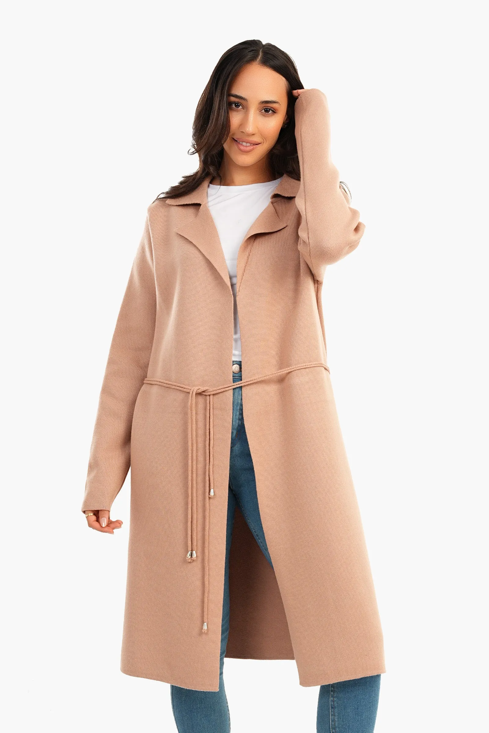 Coat with Thin Belt