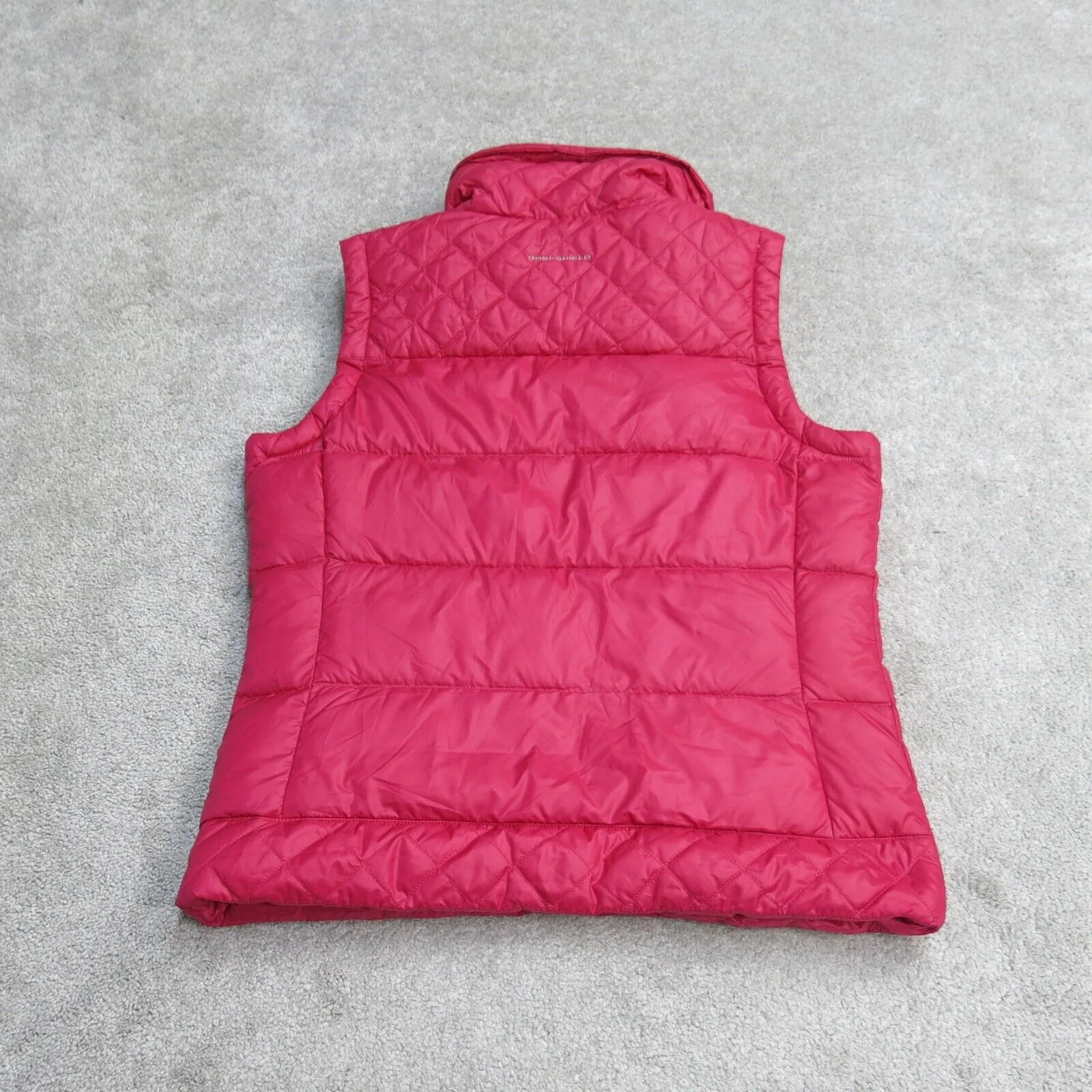 Columbia Womens Down Puffer Vest Jacket Full Zip Sleeveless Mock Neck Pink SZ M