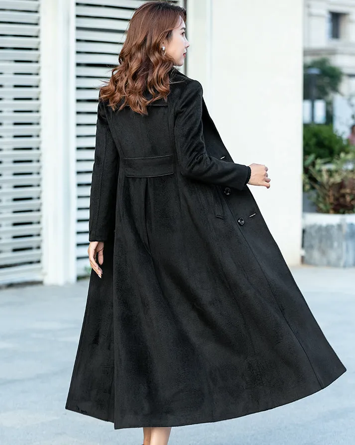 double breasted long wool coat 246101