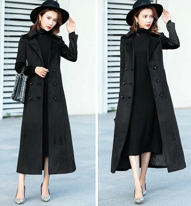 double breasted long wool coat 246101