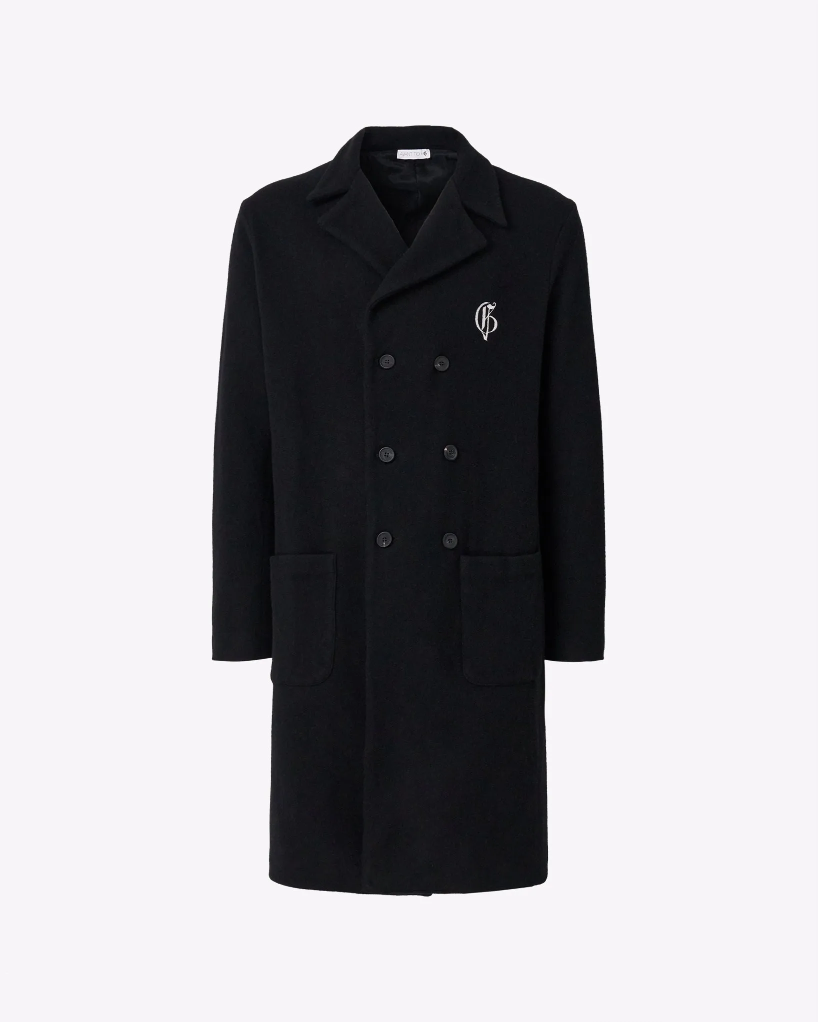 Double-breasted midi coat with logo