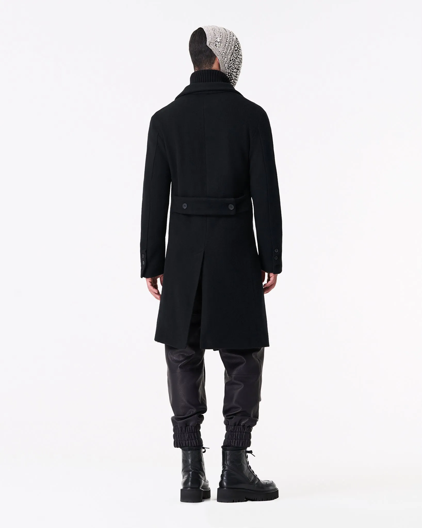 Double-breasted midi coat with logo