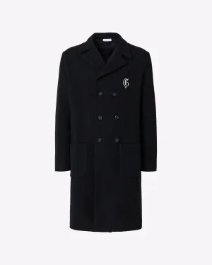 Double-breasted midi coat with logo