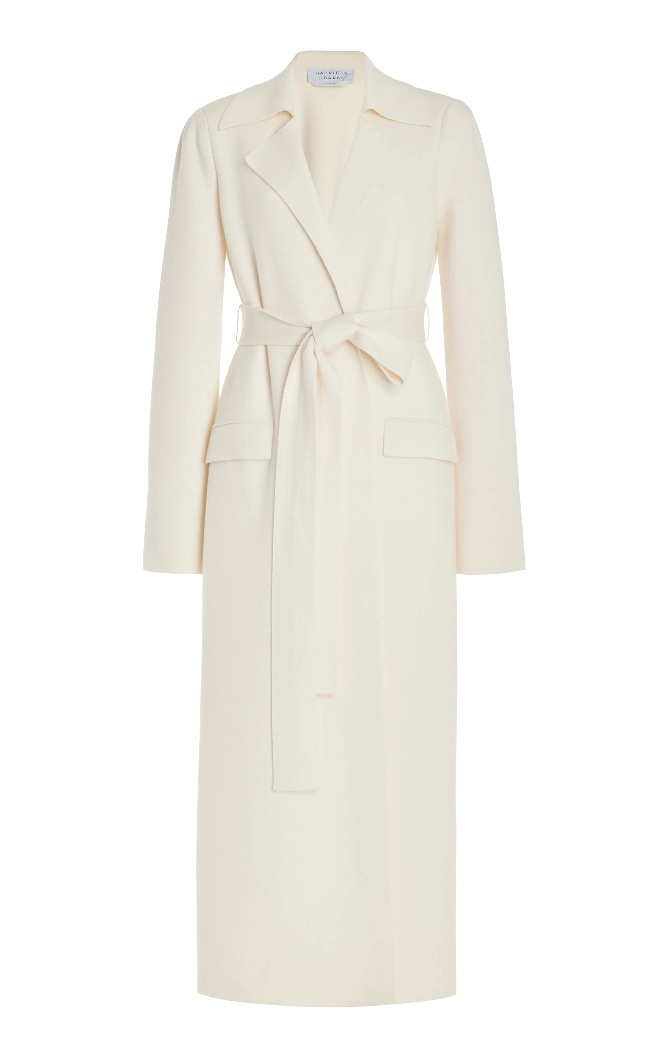 Evan Knit Trench Coat in Ivory Wool