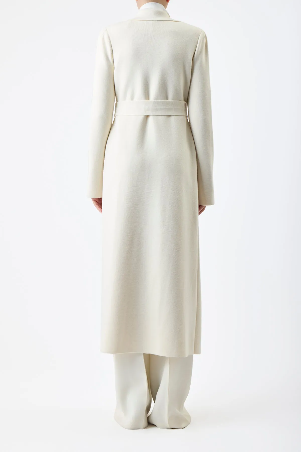 Evan Knit Trench Coat in Ivory Wool