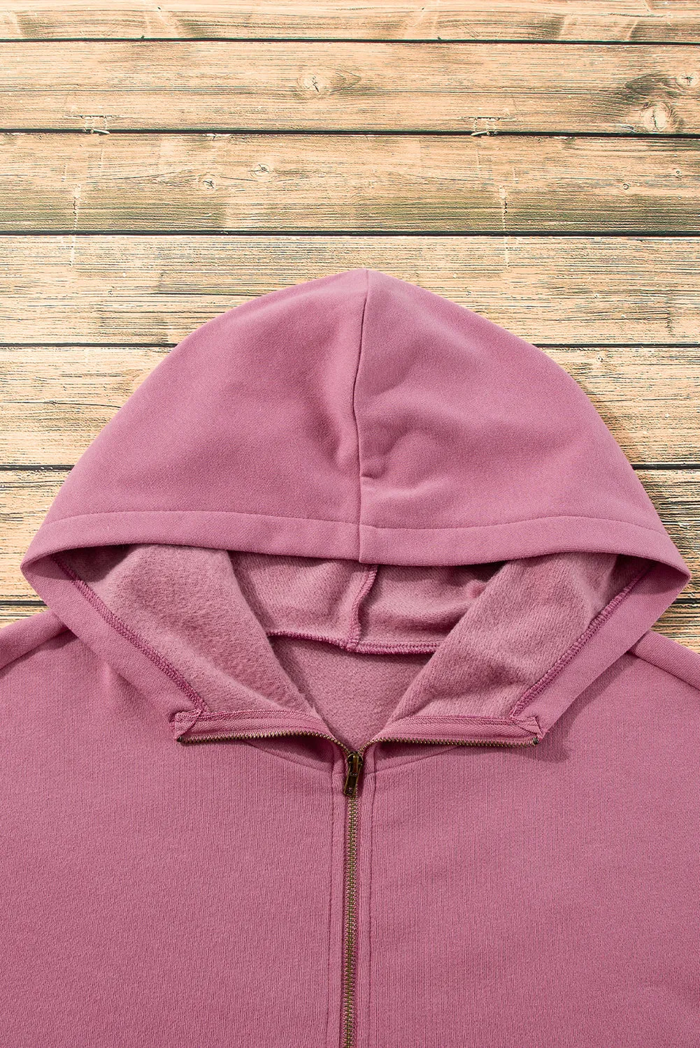 Fleece Lined Half Zipper Kangaroo Pockets Loose Hoodie