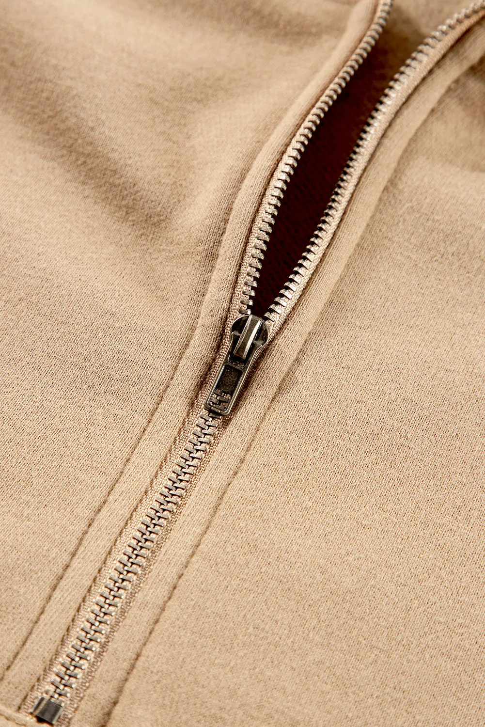 Fleece Lined Half Zipper Kangaroo Pockets Loose Hoodie