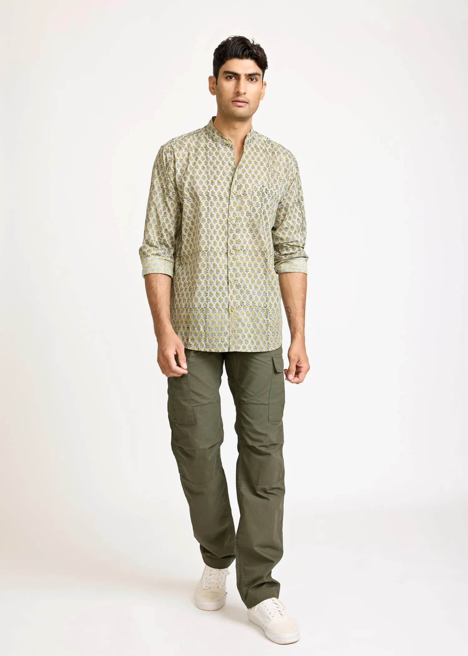 Full sleeves Printed Shirt - Olive