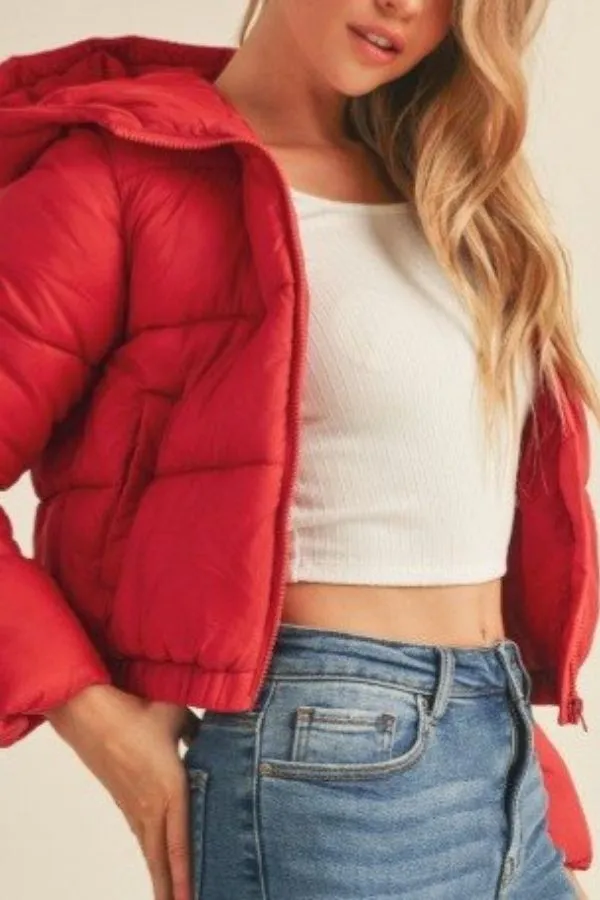 HOODIE PUFFER CROP JACKET