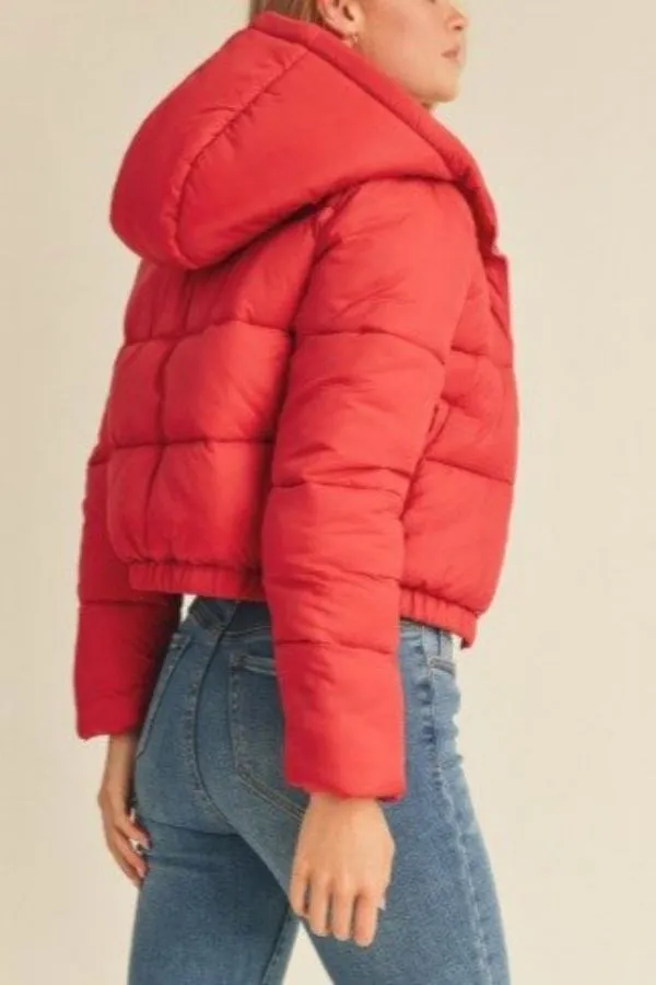 HOODIE PUFFER CROP JACKET