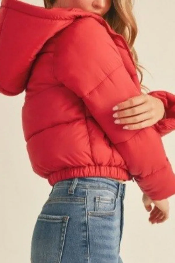 HOODIE PUFFER CROP JACKET