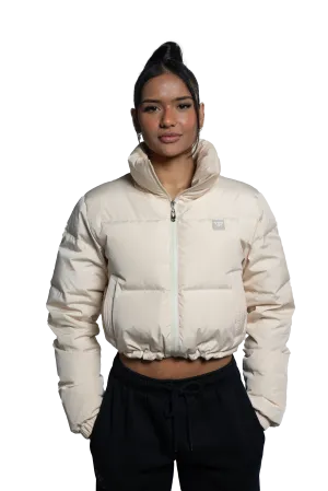 Horizon Cropped Puffer Jacket - Beige