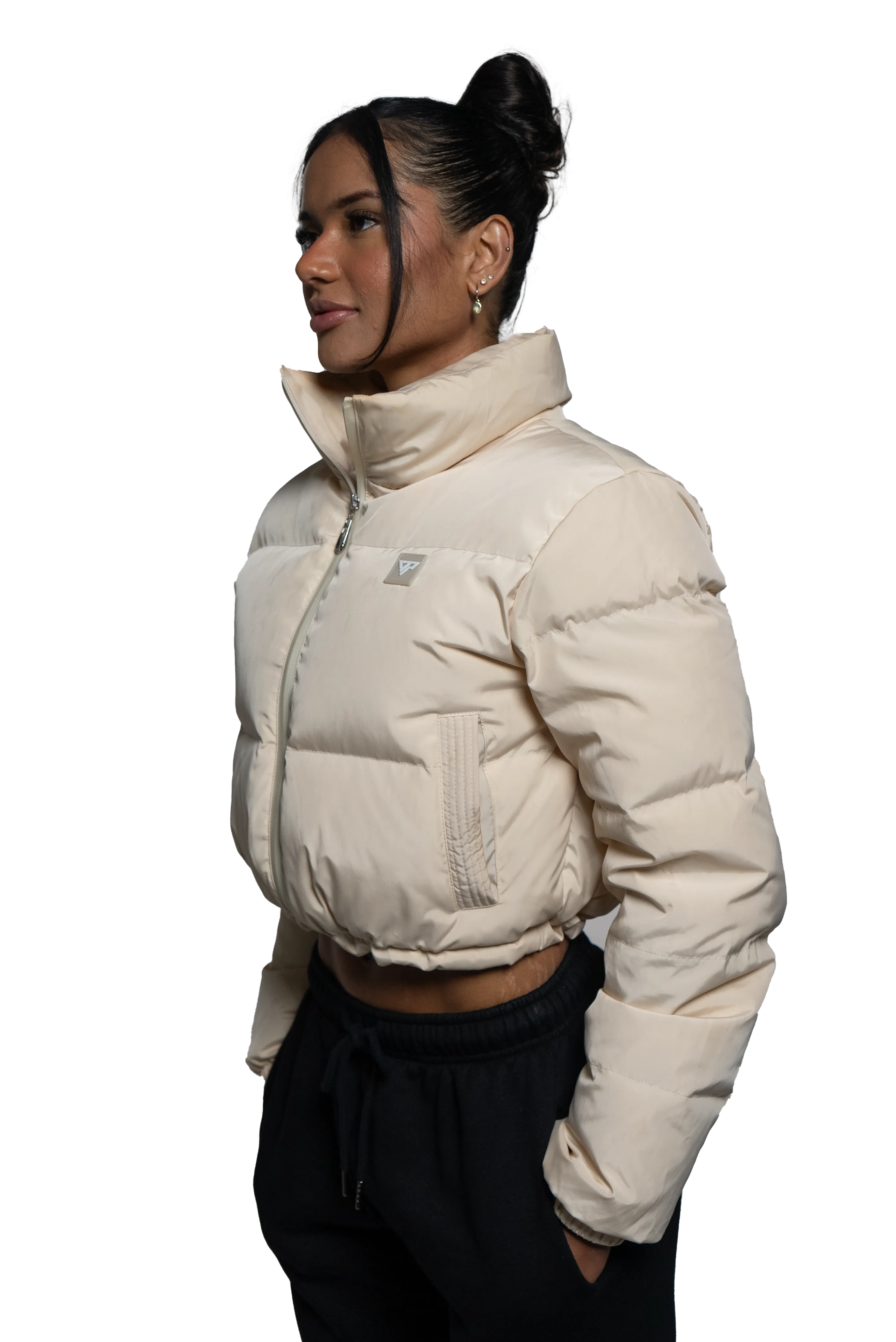 Horizon Cropped Puffer Jacket - Beige