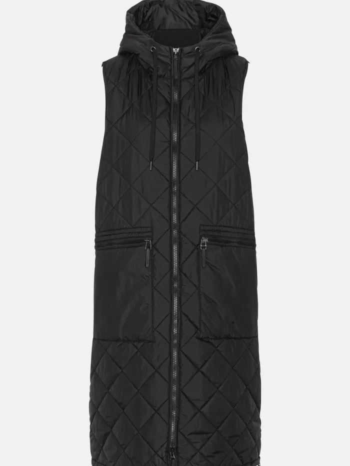 Ilse Jacobsen Black Long Padded Gilet AERIAL02 001