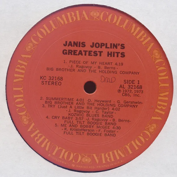 Janis Joplin - Janis Joplin's Greatest Hits (LP, Comp) (VG)