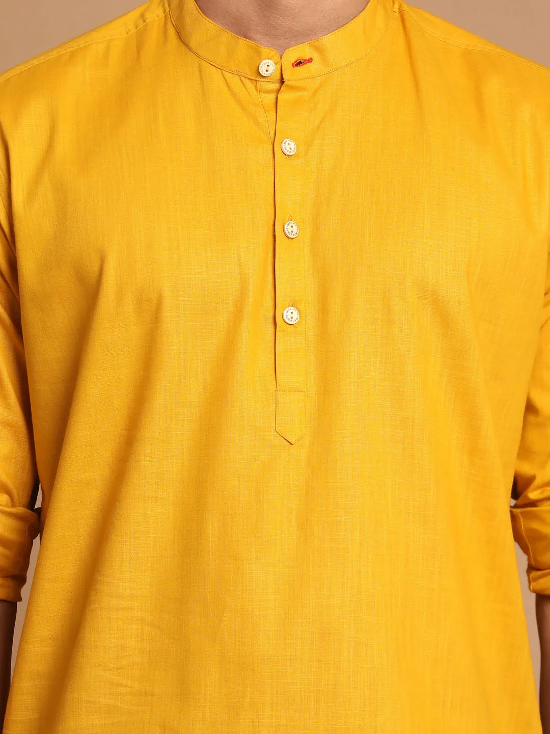 Jashvi Men's Mustard Short Cotton Kurta