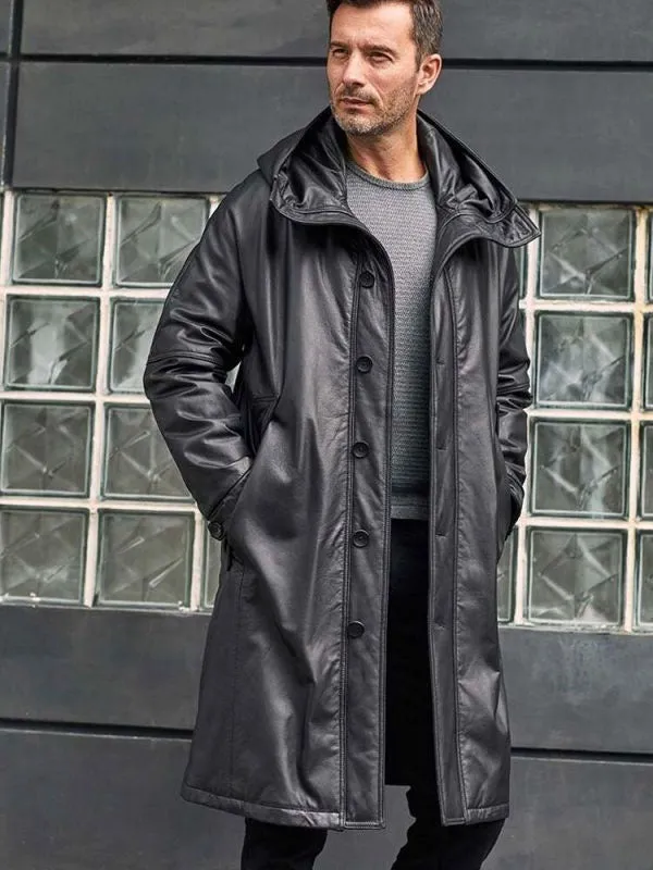 Leather Down Jacket Long Winter Overcoat Warm Oversize Outwear