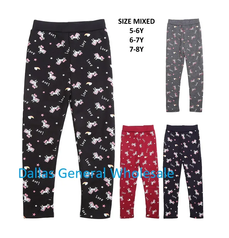 Little Girls Winter Unicorn Thermal Leggings Wholesale