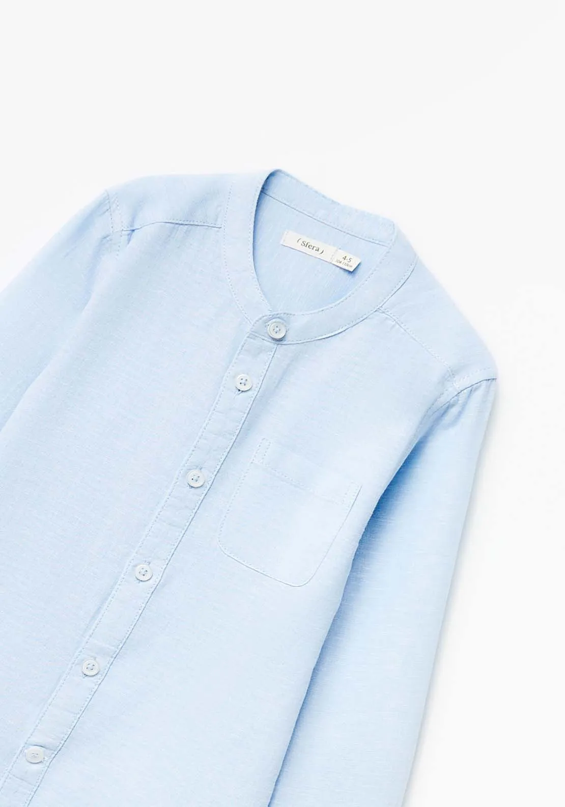 Ls Plain Cotton Shirt Blue - Blue