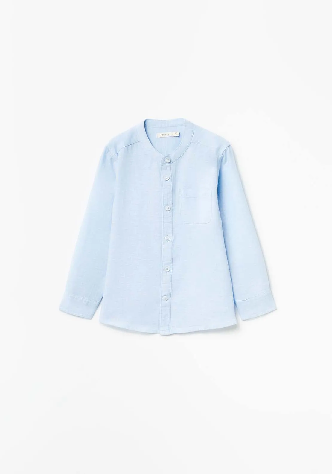 Ls Plain Cotton Shirt Blue - Blue