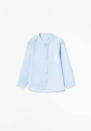 Ls Plain Cotton Shirt Blue - Blue