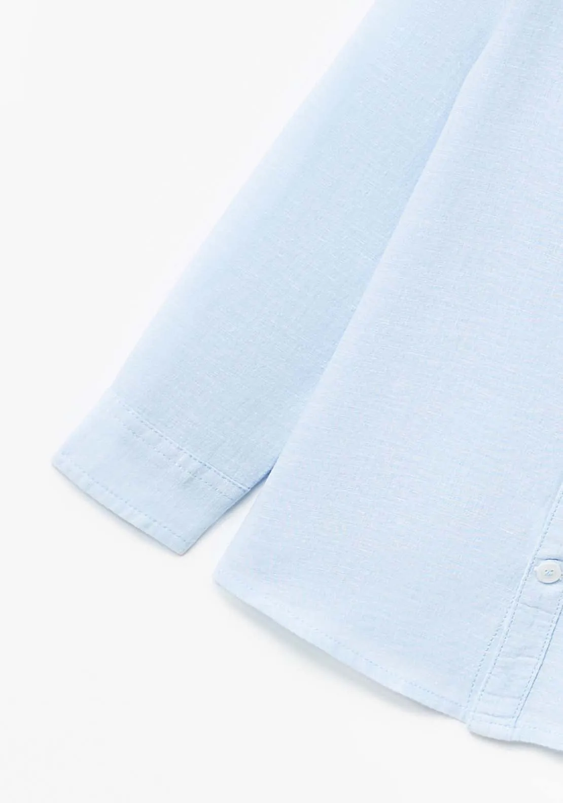 Ls Plain Cotton Shirt Blue - Blue