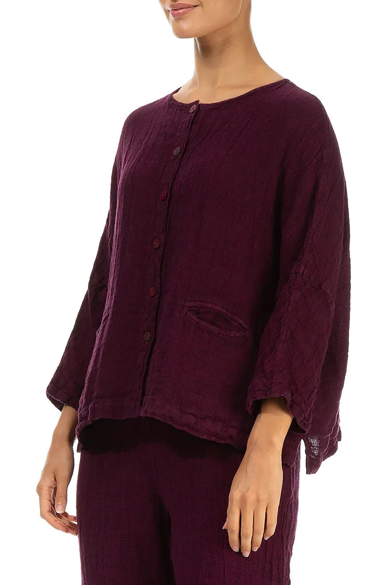 Magenta Mélange Linen Jacket Blouse