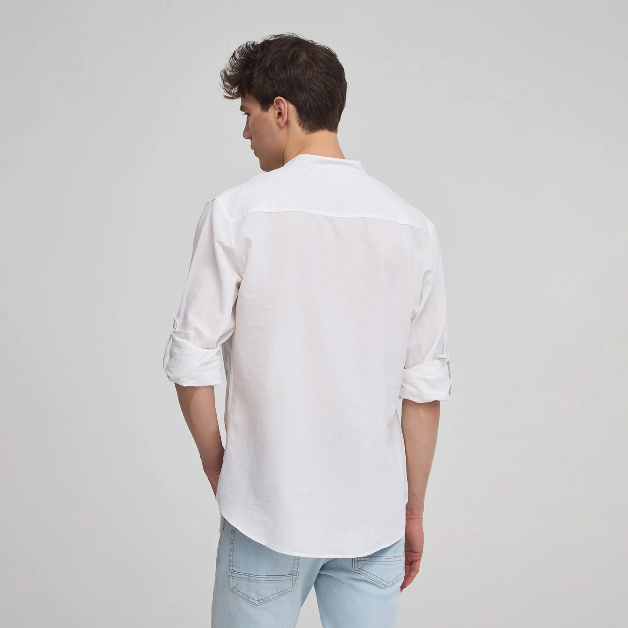 Mandarin Collar Long Sleeve Shirt