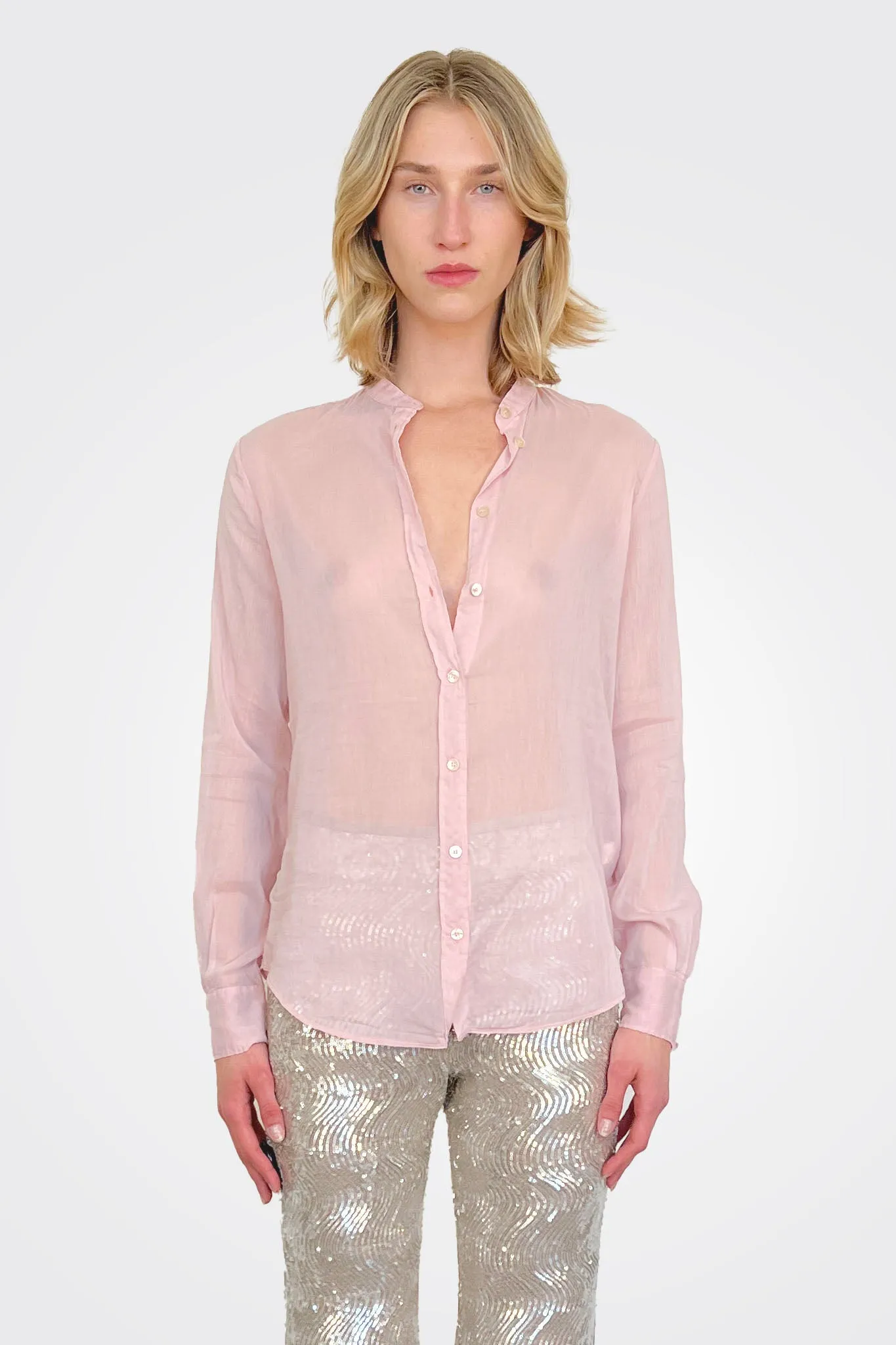 Mandarin Collar Shirt - Rose