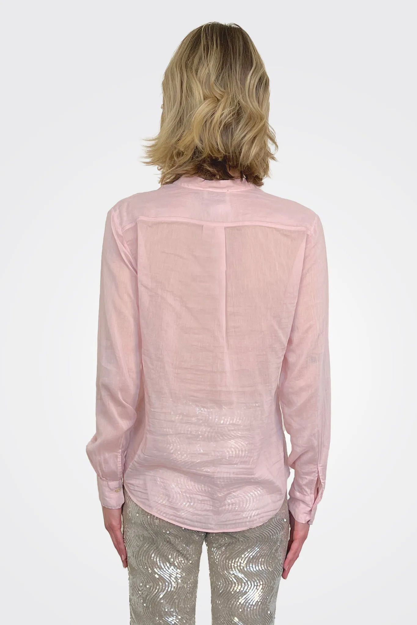 Mandarin Collar Shirt - Rose