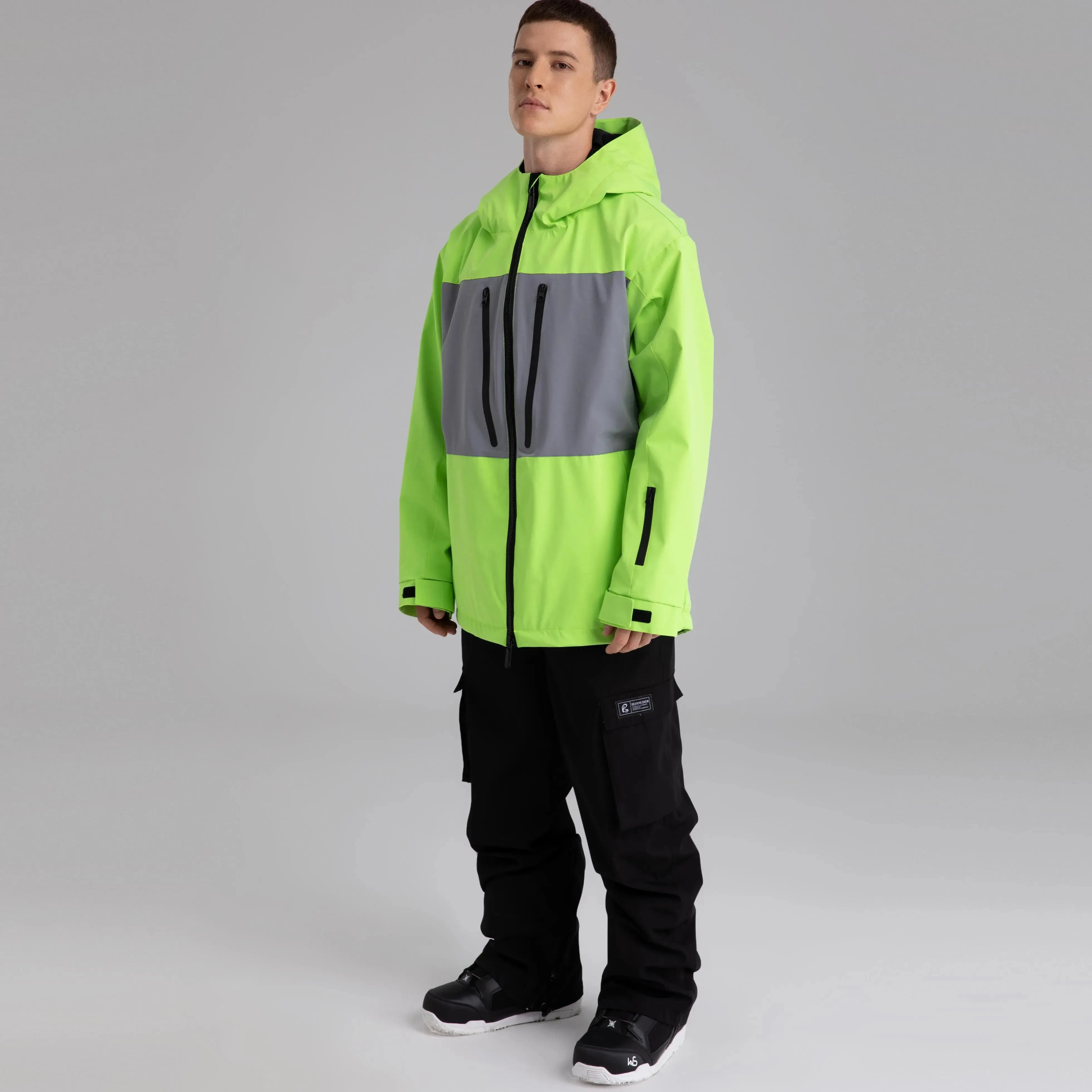 Men Neon Colorblock Ski Shell Jacket