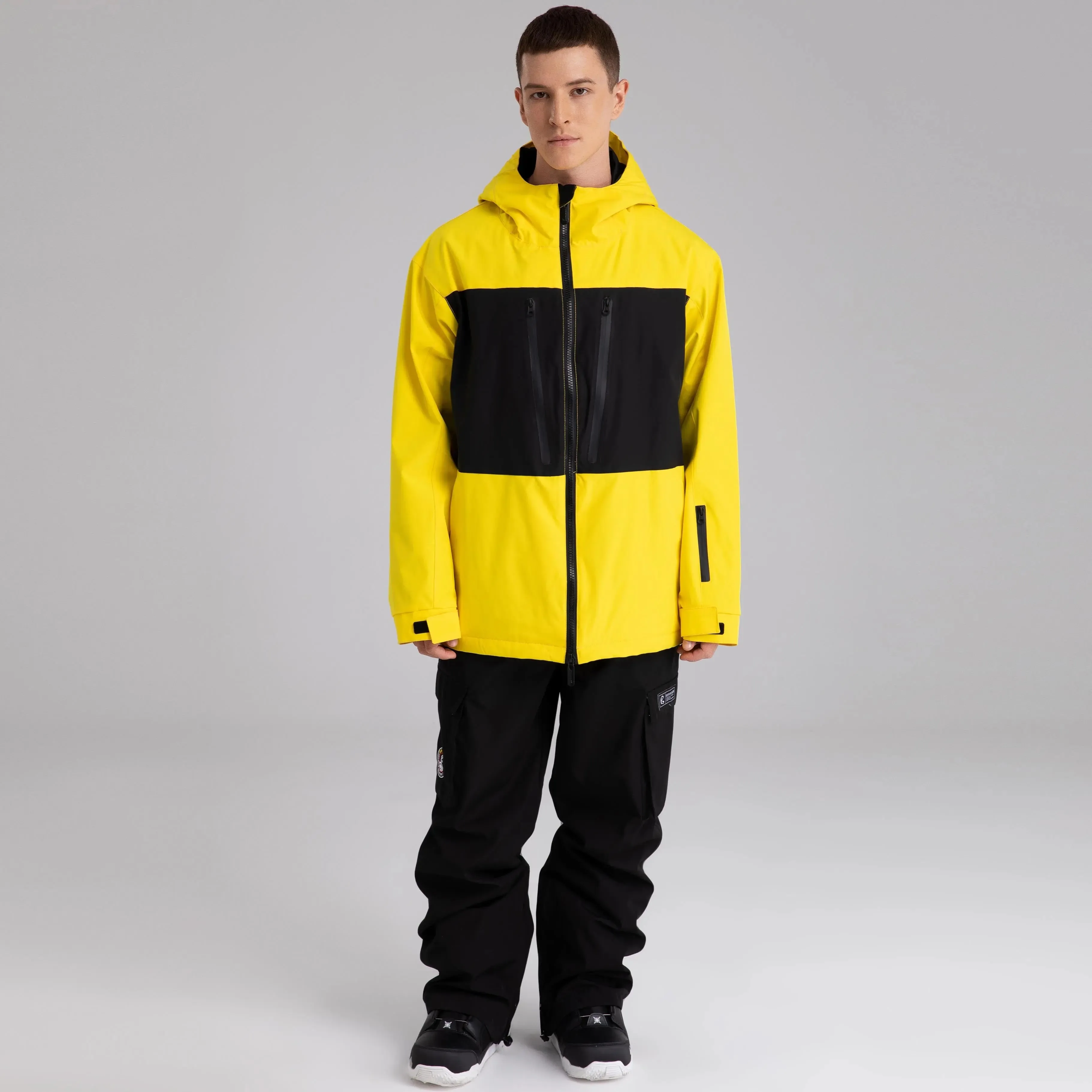 Men Neon Colorblock Ski Shell Jacket