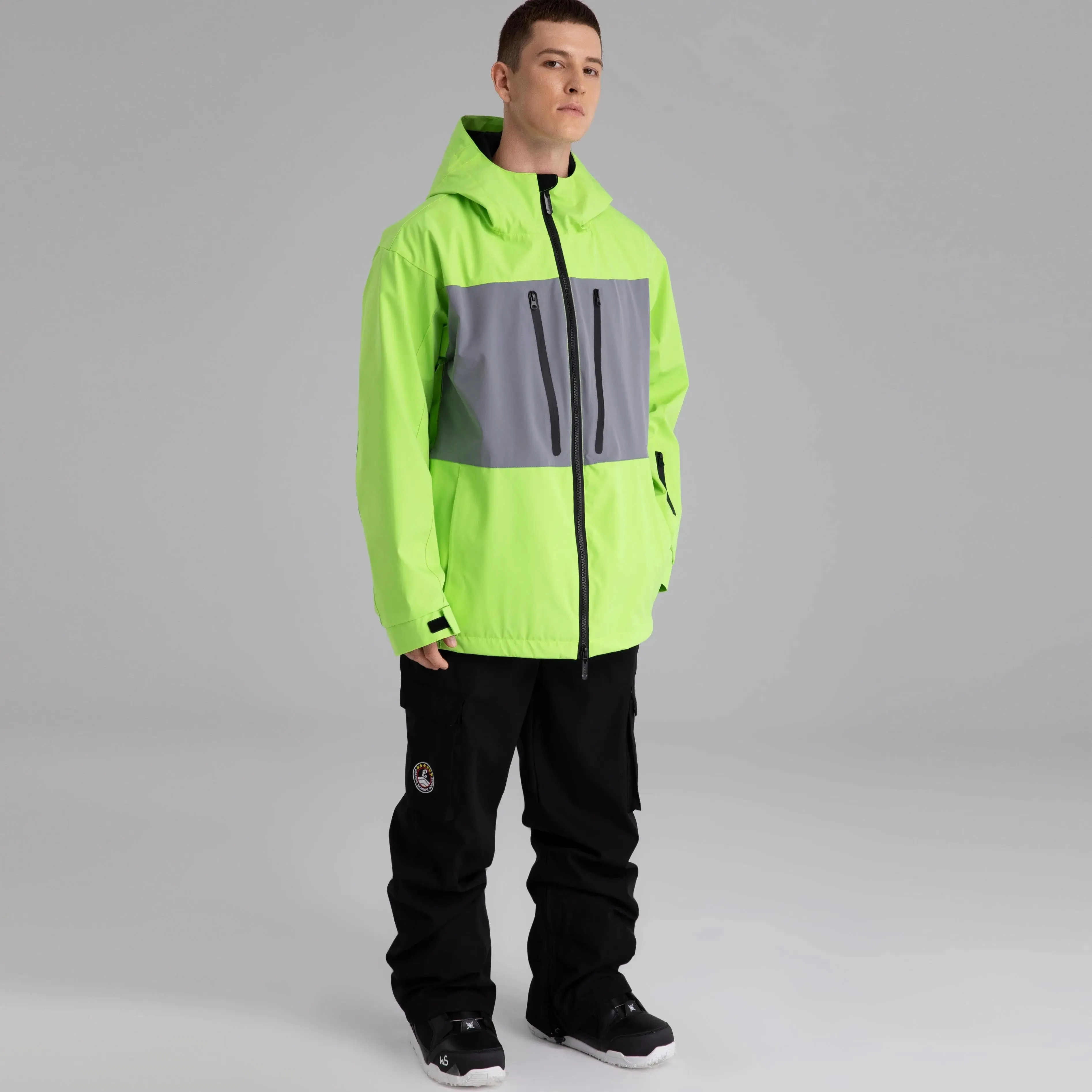 Men Neon Colorblock Ski Shell Jacket