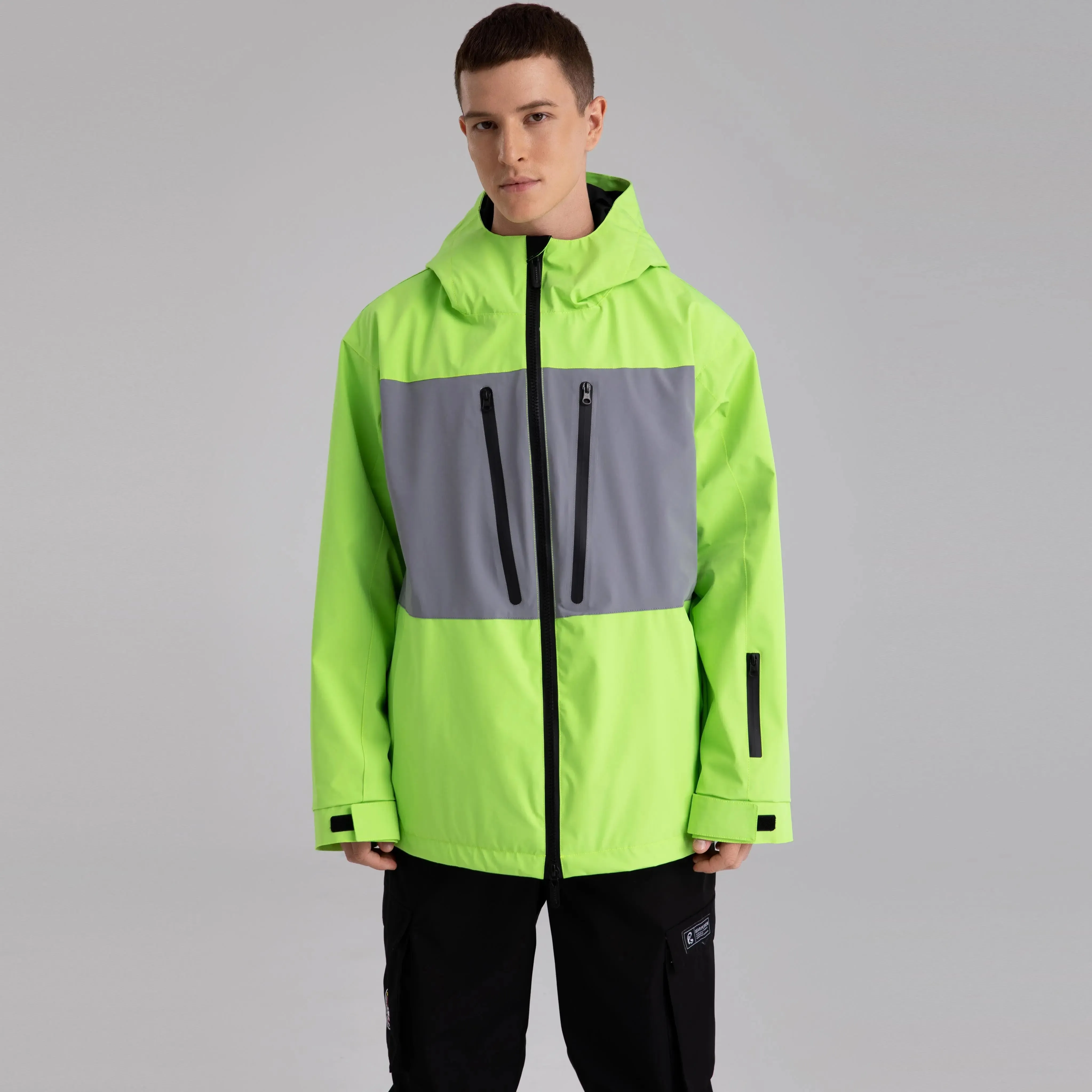 Men Neon Colorblock Ski Shell Jacket